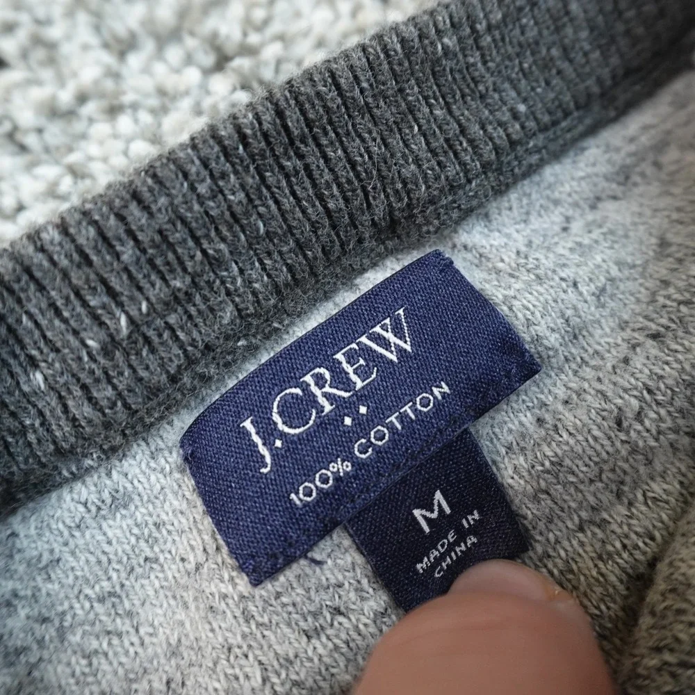 J Crew Sweater Mens M Gray Raglan Long Sleeve Crewneck Pullover Knit Sweatshirt
